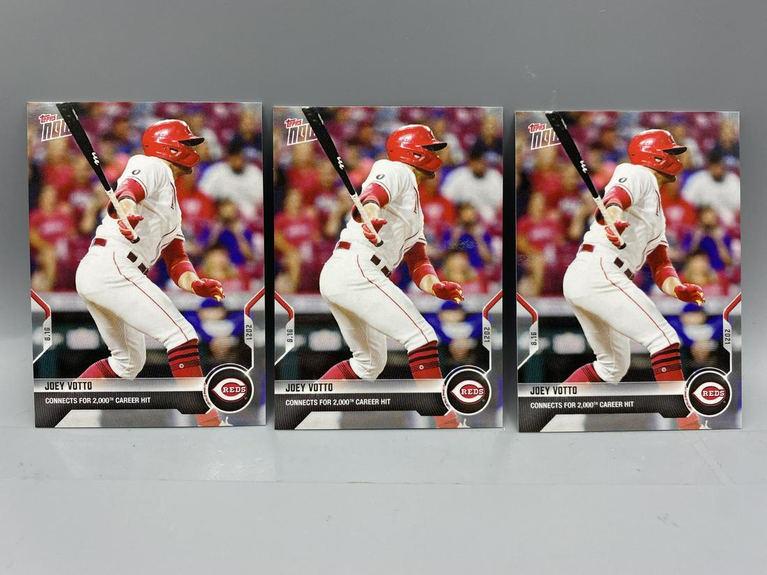 Lot of (3) 2021 Topps Now Joey Votto 2000th Hit Cards - Varying Conditions (1 of 2)