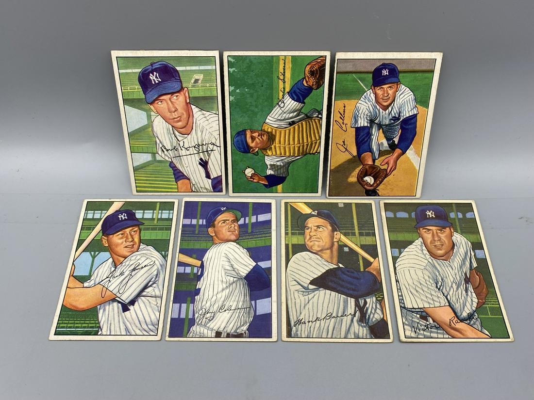 1952 BOWMAN - LOT OF 7 NEW YORK YANKEES - Varying Conditions (1 of 2)