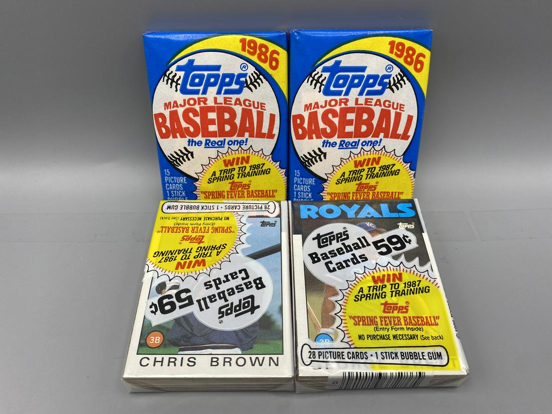 1986 Topps Baseball Wax Packs & Cello Packs - Lot of 4 (1 of 2)