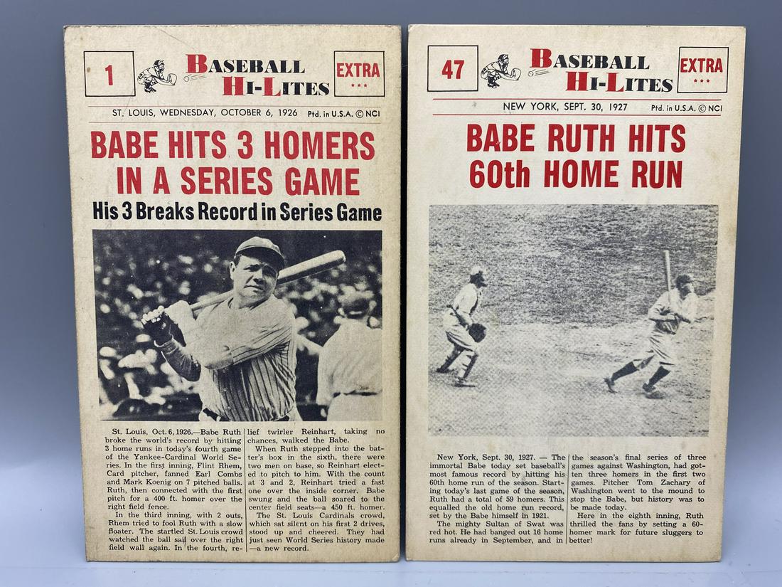1960 Nu Card Baseball Hi-Lites Babe Ruth #1 & #47 (1 of 2)