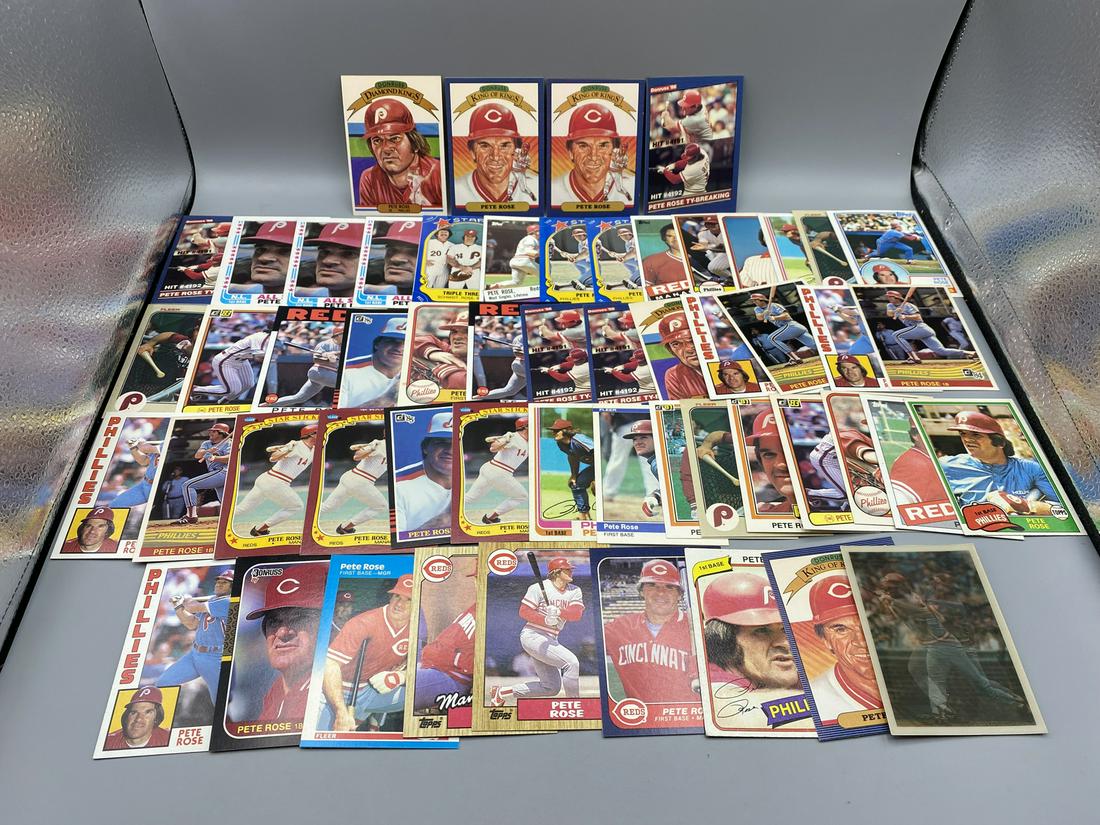 Lot of 55 Assorted 1980's Pete Rose Baseball Cards - Varying Conditions (1 of 5)
