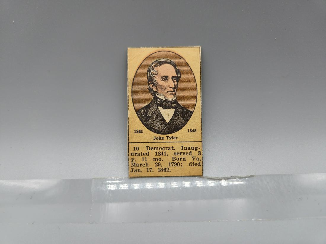 1920's Presidential Strip Card John Tyler (1 of 2)