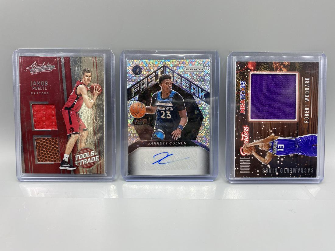 2016-17 Absolute Jakob Poetl Jersey Card #16, 2020 Prizm Jarrett Culver Auto Card #FBA-JCU, & 2020 (1 of 2)
