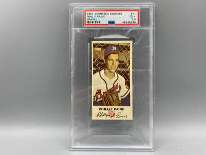 1954 Johnston Cookies Phillip Paine #11 PSA EX+ 5.5: 1954 Johnston Cookies Phillip Paine #11 PSA EX+ 5.5