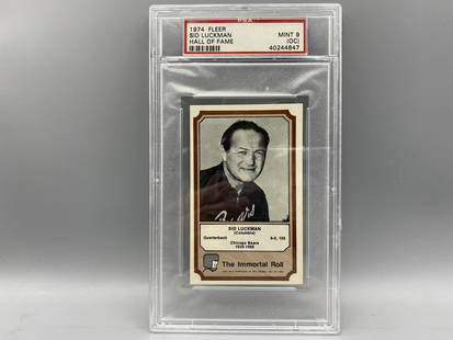 1974 Fleer Sid Luckman Hall of Fame PSA Mint 9 (OC): 1974 Fleer Sid Luckman Hall of Fame PSA Mint 9 (OC)