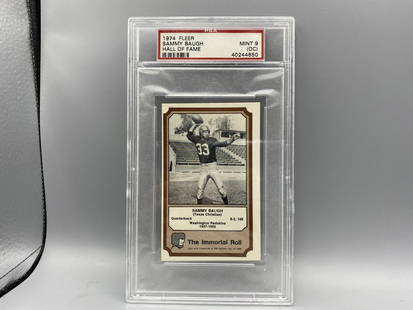 1974 Fleer Sammy Baugh Hall of Fame PSA Mint 9 (OC): 1974 Fleer Sammy Baugh Hall of Fame PSA Mint 9 (OC)