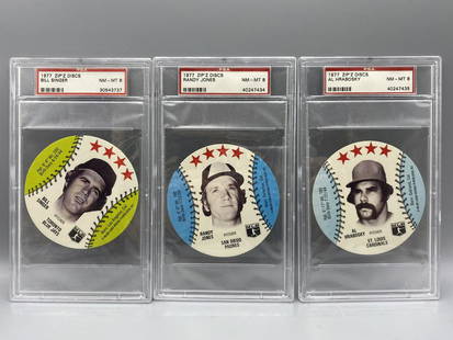 1977 Zip'z Discs Bill Singer, Randy Jones, & Al Hrabosky PSA NM-MT 8's: 1977 Zip'z Discs Bill Singer, Randy Jones, & Al Hrabosky PSA NM-MT 8's