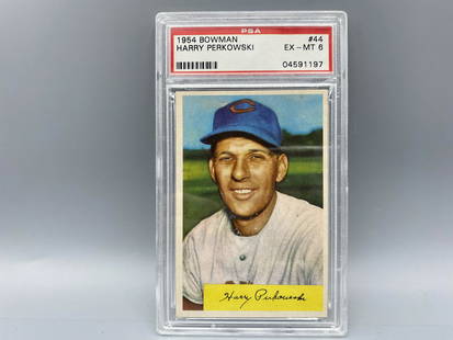 1954 Bowman Harry Perkowski #44 PSA EX-MT 6: 1954 Bowman Harry Perkowski #44 PSA EX-MT 6