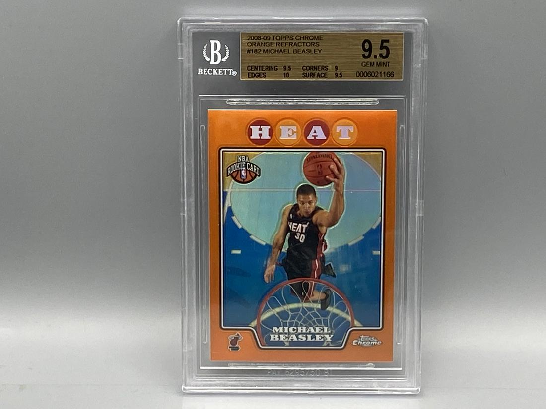 2008-09 Topps # 182 Chrome Orange Refractor BGS Gem Mint 9.5 Michael Beasley Rookie card 477/499 (1 of 2)