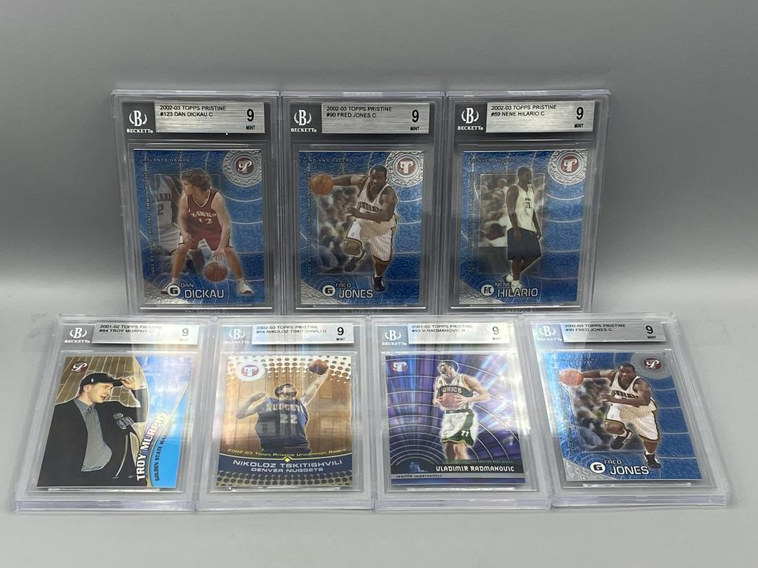 Lot of (7) Topps Pristine NBA Rookie Cards All Graded BGS Mint 9 - Dan Dickau, Fred Jones, Nene, (1 of 2)