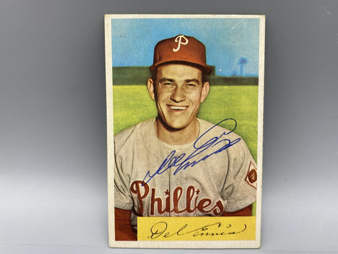 1954 Bowman Del Ennis Signed Card #127 (1 of 3)