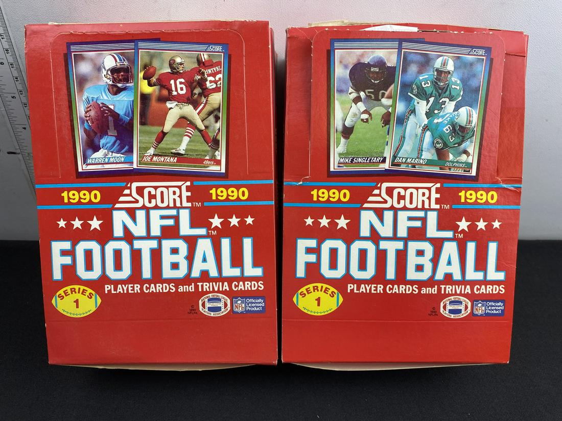 Lot of (2) 1990 Score Football Series 1 Unopened Boxes - 1 Is Missing Pack (1 of 2)