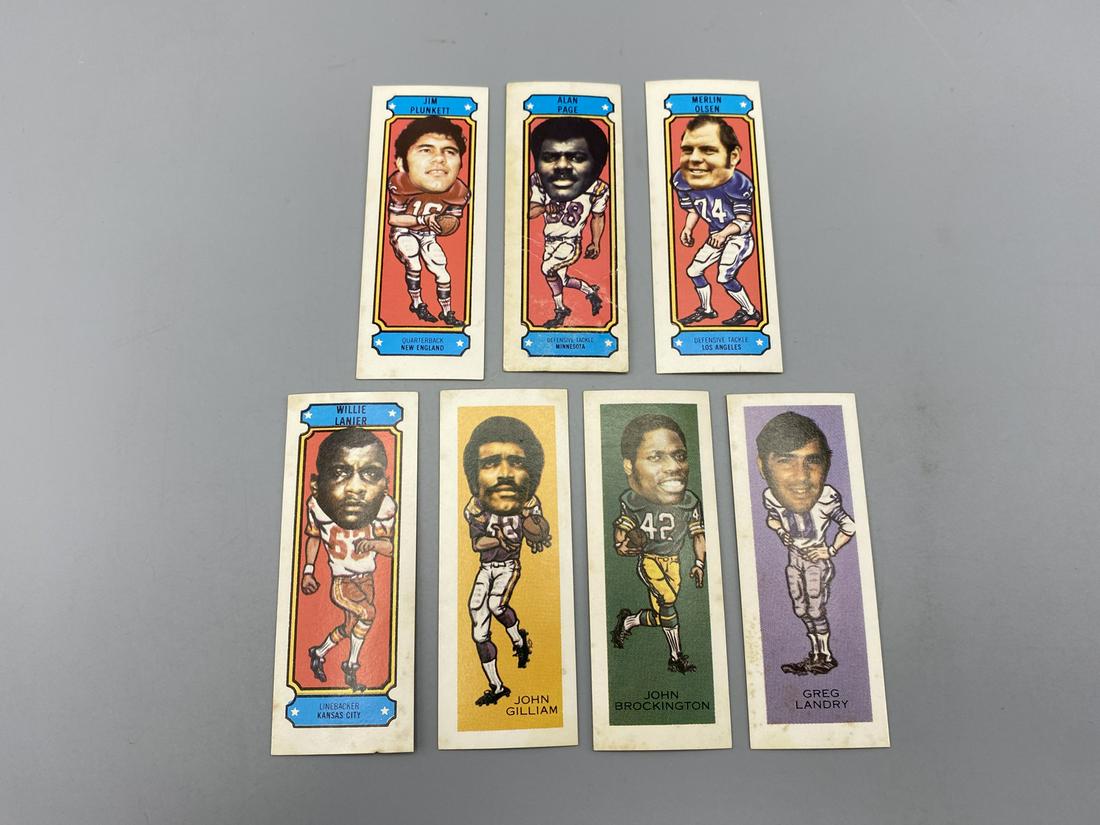Lot of (7) 1973-75 Nabisco Sugar Daddy Football Cards - Jim Plunkett, Alan Page, Merlin Olsen - (1 of 2)