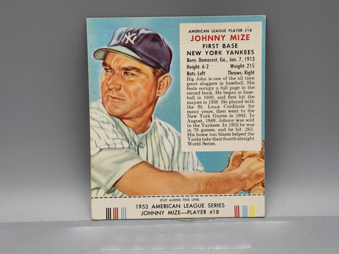 1953 Red Man Johnny Mize #18 HOF With Tab (1 of 2)