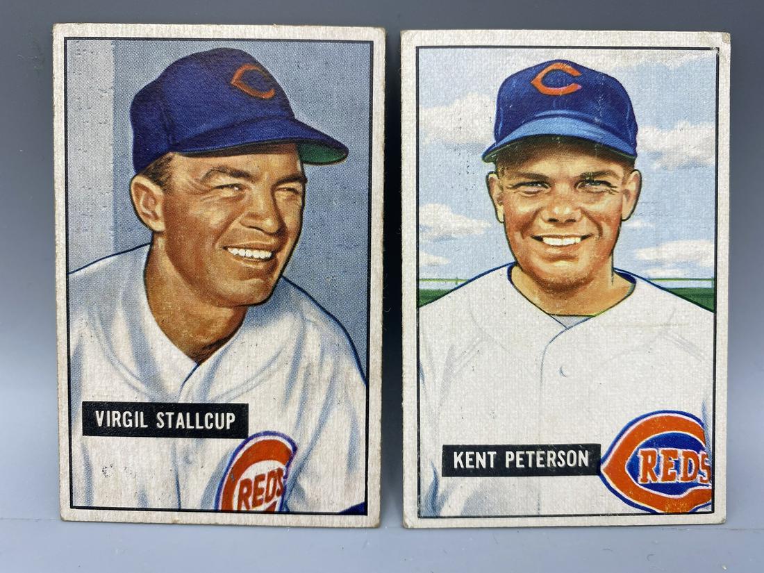 1951 Bowman Virgil Stallcup #108 & Kent Peterson #215: 1951 Bowman Virgil Stallcup #108 & Kent Peterson #215