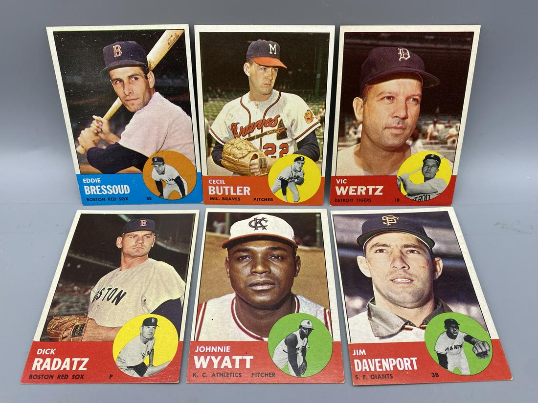Lot of (6) 1963 Topps Baseball Assorted Cards - Varying Conditions (1 of 2)