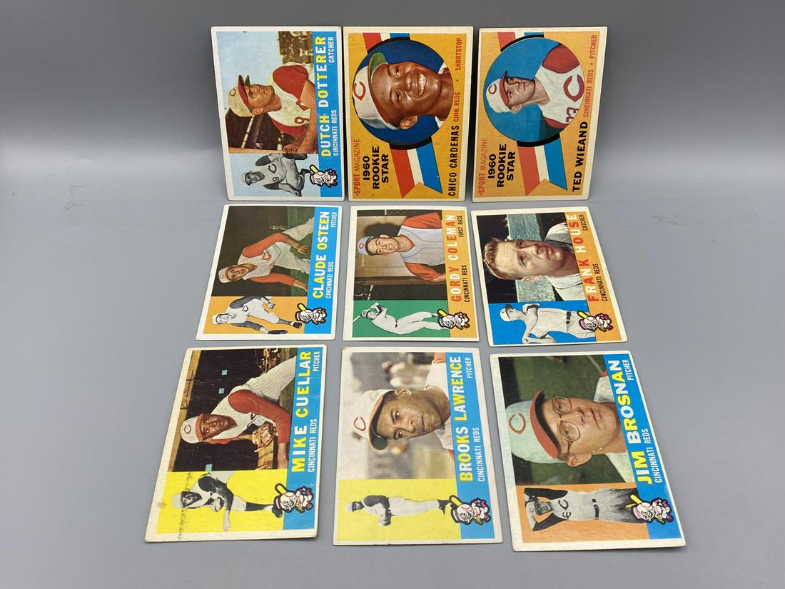Lot of (9) 1960 Topps Assorted Cincinnati Reds Cards - Varying Conditions (1 of 2)