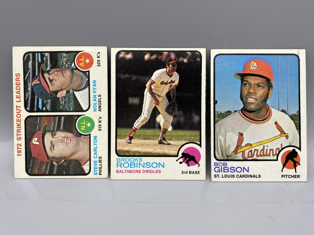 1973 Topps #190 Bob Gibson, #90 B. Robinson, #67 S.O. Leaders Carlton/Ryan (1 of 2)