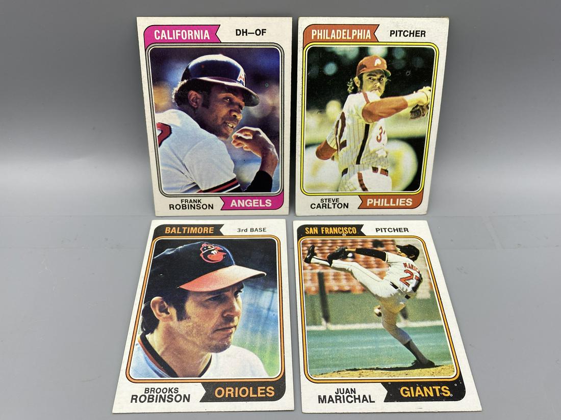 1974 Topps #55 F. Robinson, #95 Carlton, #160 F. Robinson, #330 Juan Marichal - Varying Conditions: 1974 Topps #55 F. Robinson, #95 Carlton, #160 F. Robinson, #330 Juan Marichal - Varying Conditions