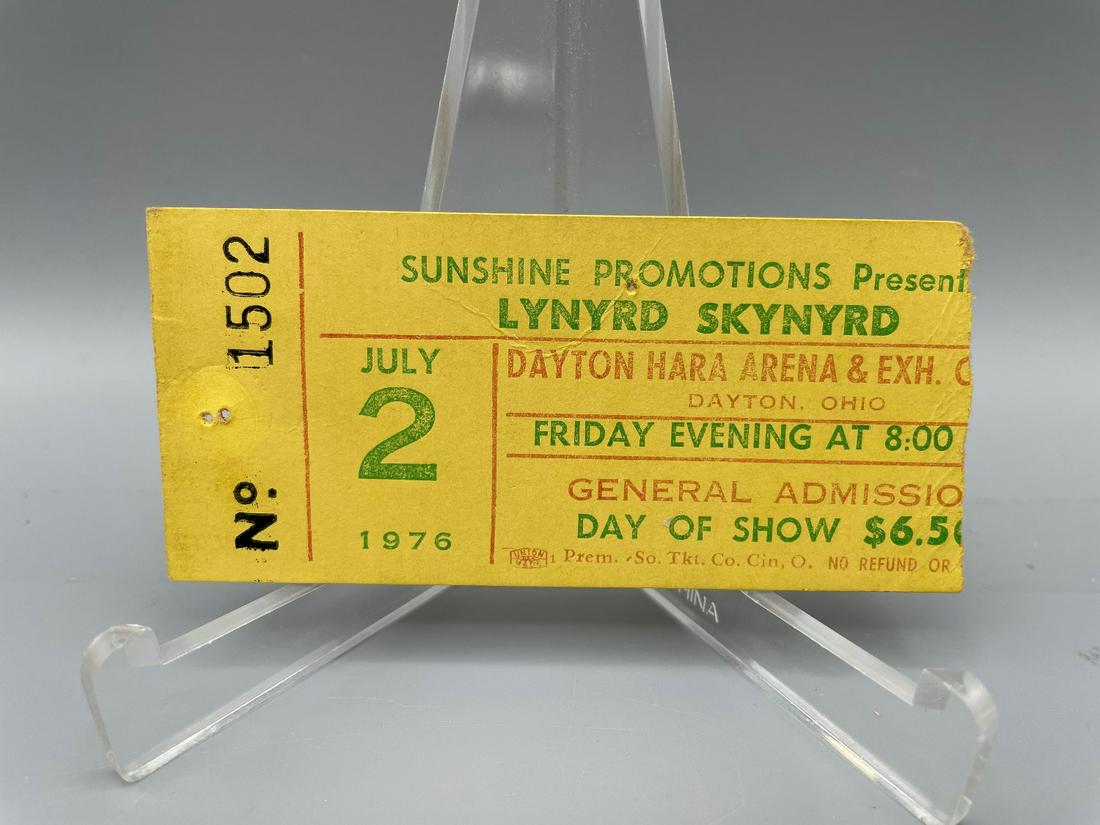 Lynyrd Skynyrd July 2, 1976 Ticket Stub (1 of 2)