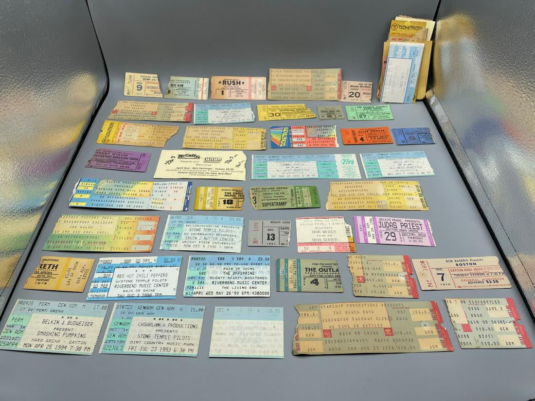 Lot of 63 Rock Concert Ticket Stubs 1970's-1990's - Rush, Cheap Trick, Johnny & Edgar Winter, ELO, (1 of 19)