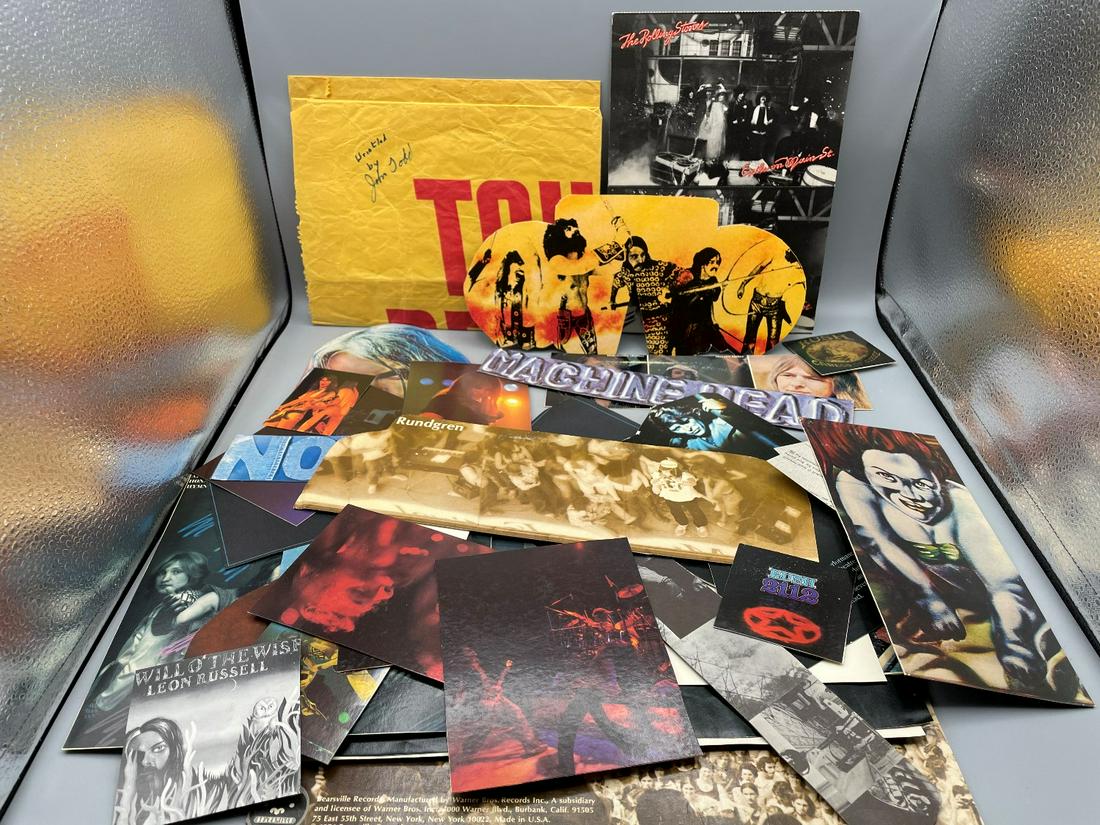 Lot of misc Rock & Roll Items - Album cutouts & Inserts; Vintage Tower Records Bag (1 of 7)