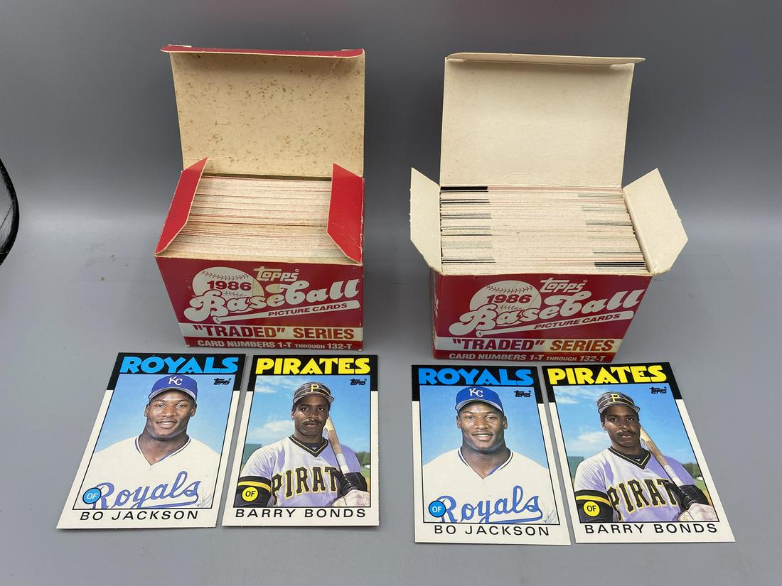 Lot of (2) 1986 Topps Baseball Complete Traded Sets - Bo Jackson & Barry Bonds RC's (1 of 5)