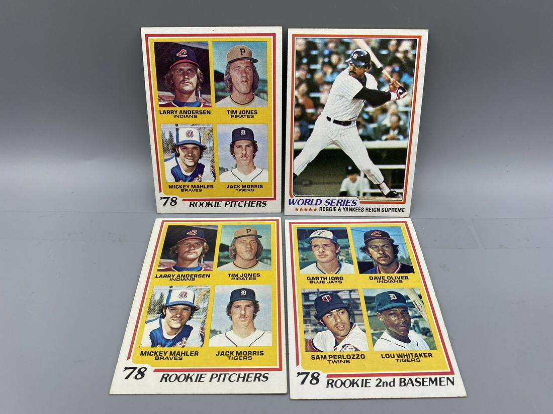 1978 Topps Jack Morris RC's #703, Lou Whitaker RC #704, & Reggie Jackson World Series Card #413 - (1 of 2)