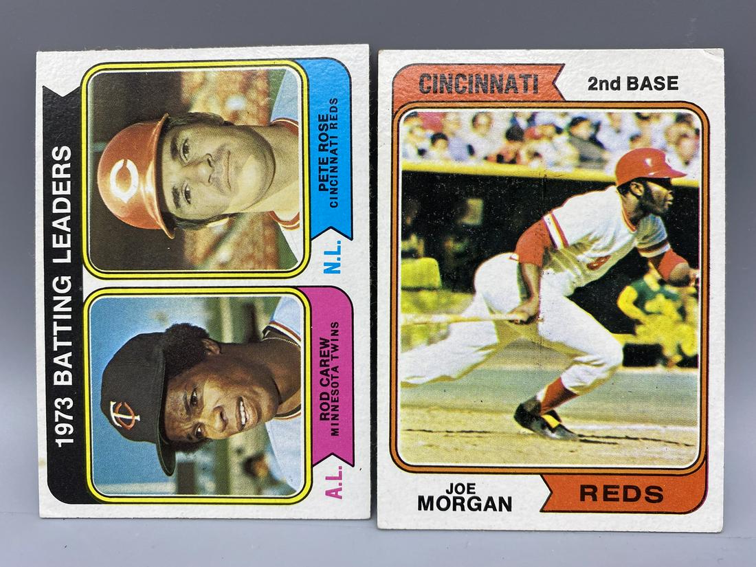 1974 Topps Joe Morgan #85 & '73 Batting Leaders Rod Carew/Pete Rose #201: 1974 Topps Joe Morgan #85 & '73 Batting Leaders Rod Carew/Pete Rose #201