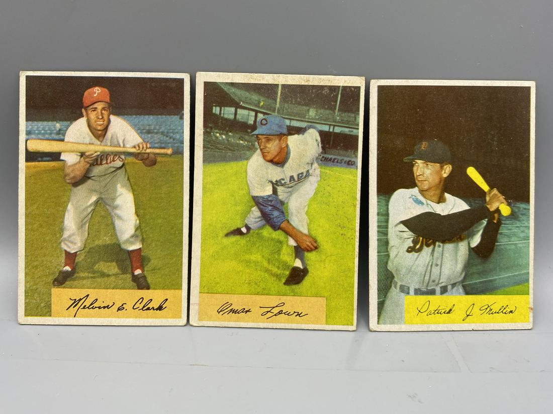 1954 Bowman Mel Clark #175, Omar Lown #157, & Pat Mullin #151: 1954 Bowman Mel Clark #175, Omar Lown #157, & Pat Mullin #151