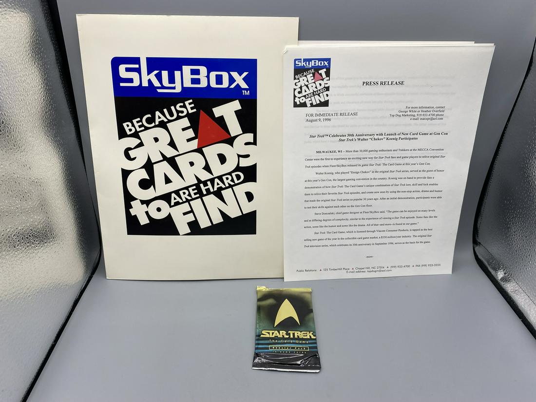 1996 Skybox Star Trek The Card Game Promo Pack with Unopened Pack, Folder, Press Release, and (1 of 3)