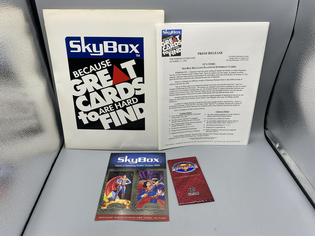 1994 Skybox Superman The Man Of Steel Platinum Series Promo Pack with Unopened Pack, Folder, Press (1 of 2)