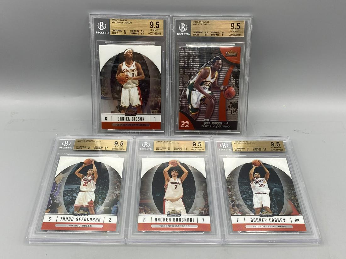 Lot of (5) 2006-07 & 2007-08 Finest RC's All Graded BGS 9.5 - Jeff Green & Andrea Bargnani (1 of 2)