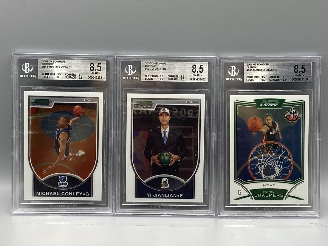 Lot of (3) 2007-08 & 2008-09 Bowman Chrome RC's All Graded BGS 8.5 - Mike Conley & Mario Chalmers (1 of 2)