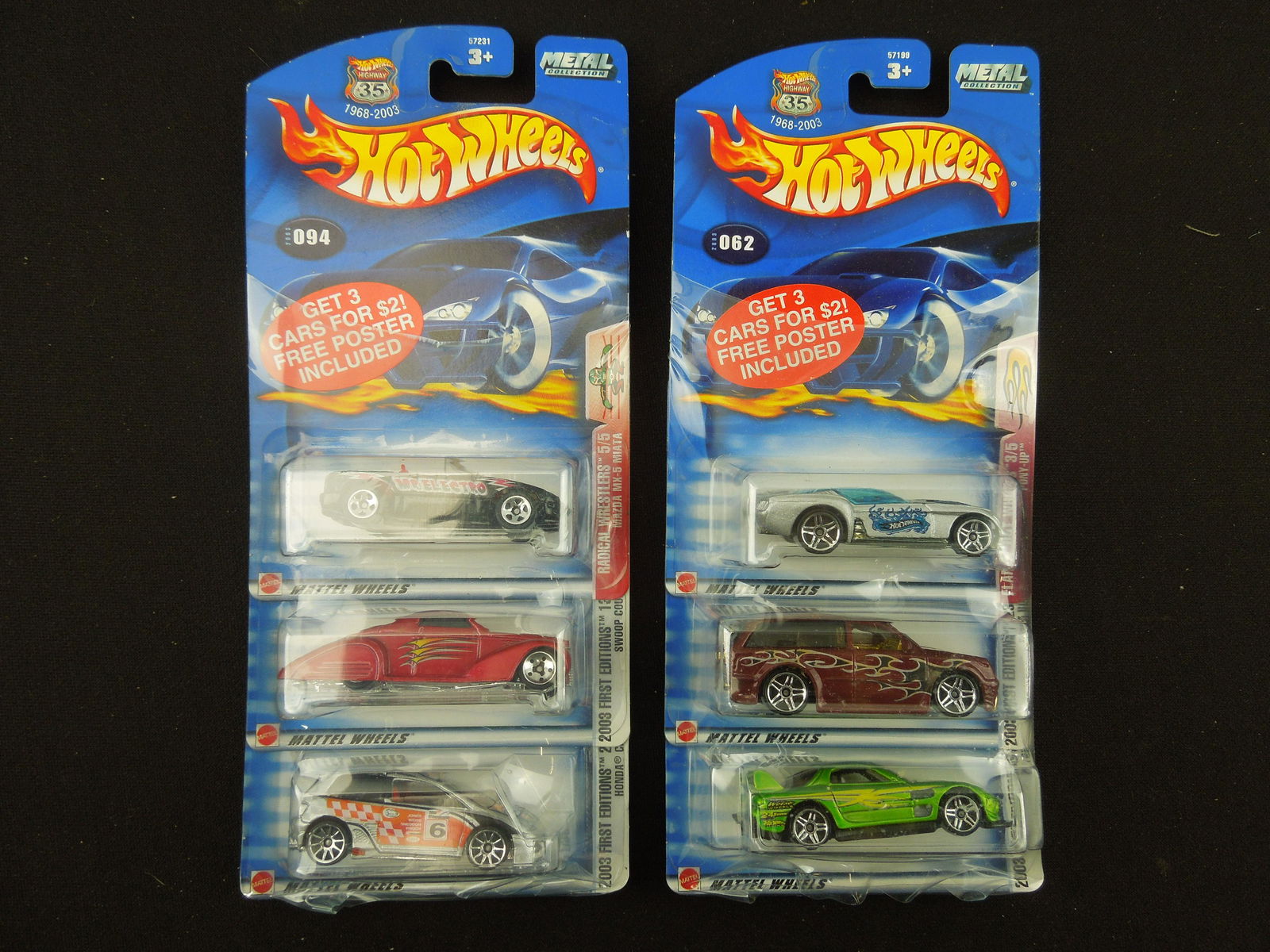 Lot of 2 Sets - 2003 "Get 3 Cars for $2! Free Poster Included" (1 of 2)