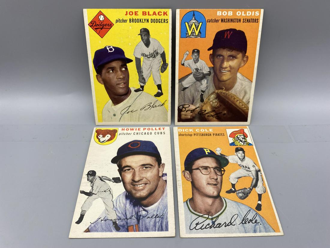 1954 Topps Joe Black #98, Bob Oldis #91, Howie Pollet #89, & Dick Cole #84 - Varying Conditions (1 of 2)