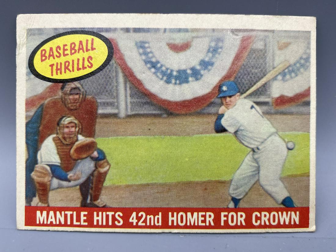 1959 Topps Baseball Thrills Mickey Mantle Hits 42nd Homer For Crown #461 (1 of 3)