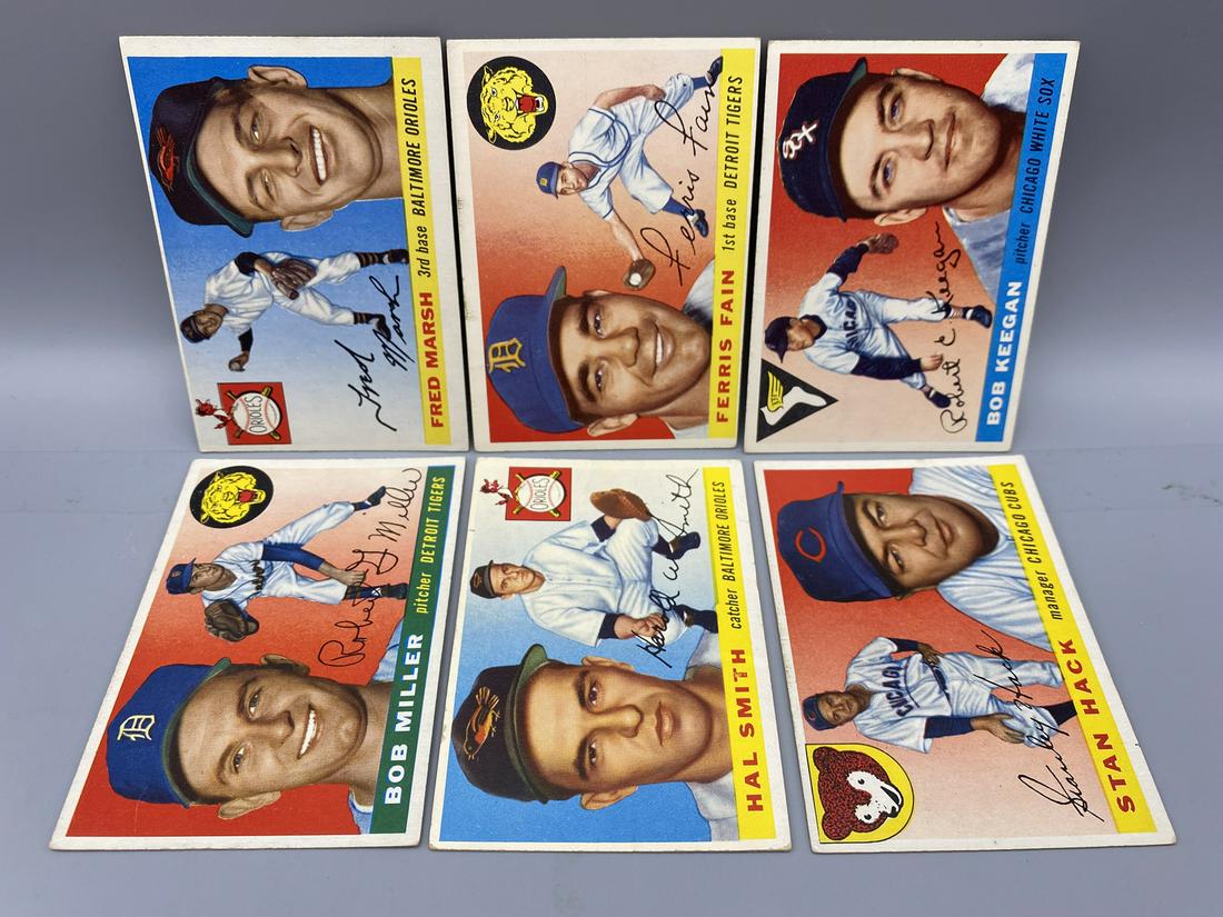 Lot of (6) 1955 Topps Baseball Assorted Cards - Varying Conditions (1 of 2)