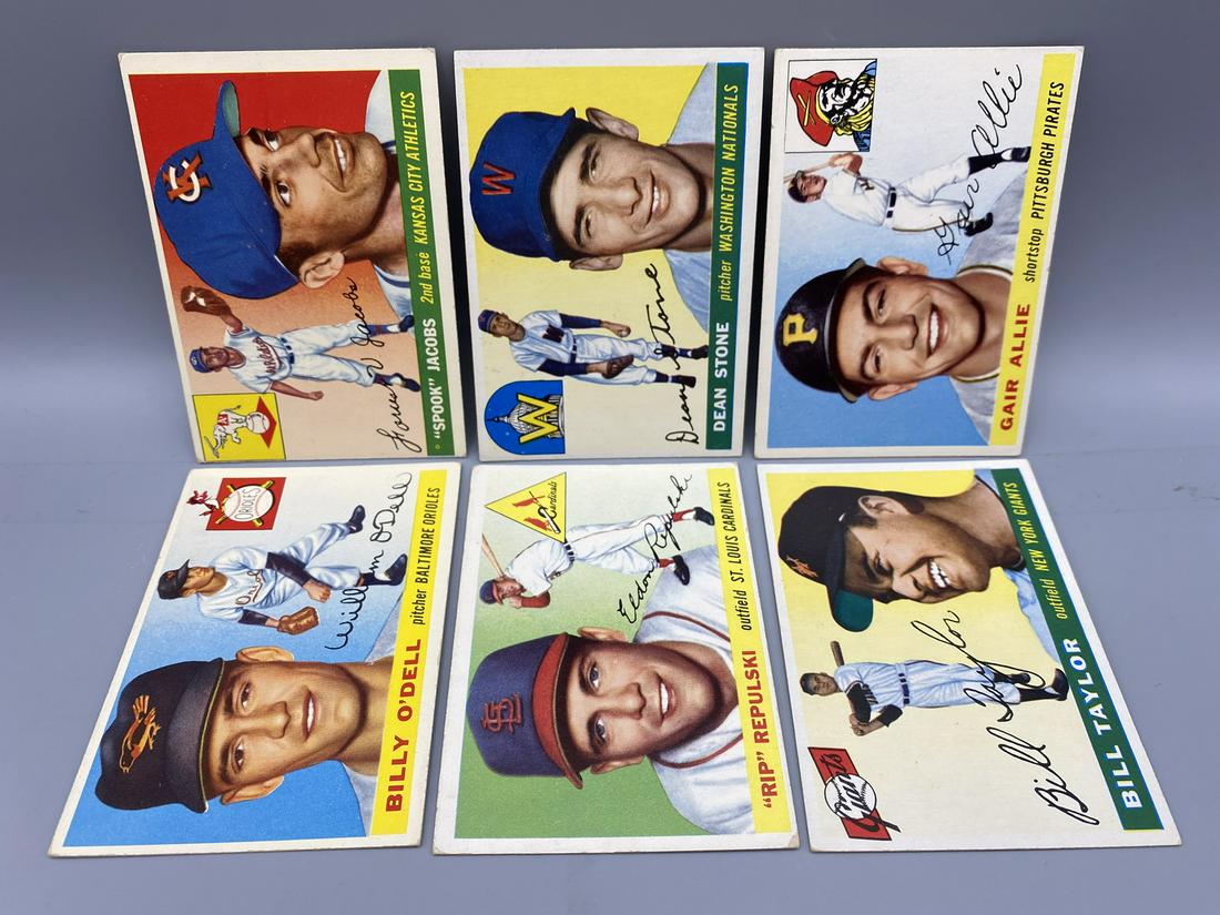 Lot of (6) 1955 Topps Baseball Assorted Cards - Varying Conditions (1 of 2)