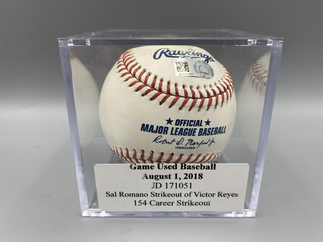 Cincinnati Reds MLB Authentic Game Used Baseball - Sal Romano Strikeout Baseball - August 1, 2018 - (1 of 2)