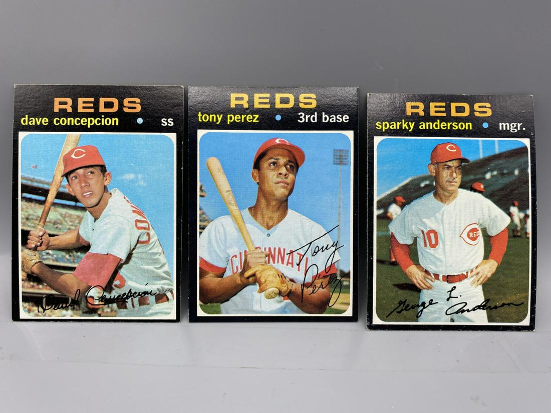 1971 Topps Dave Concepcion RC #14, Tony Perez #580, Sparky Anderson SP #688 (1 of 2)