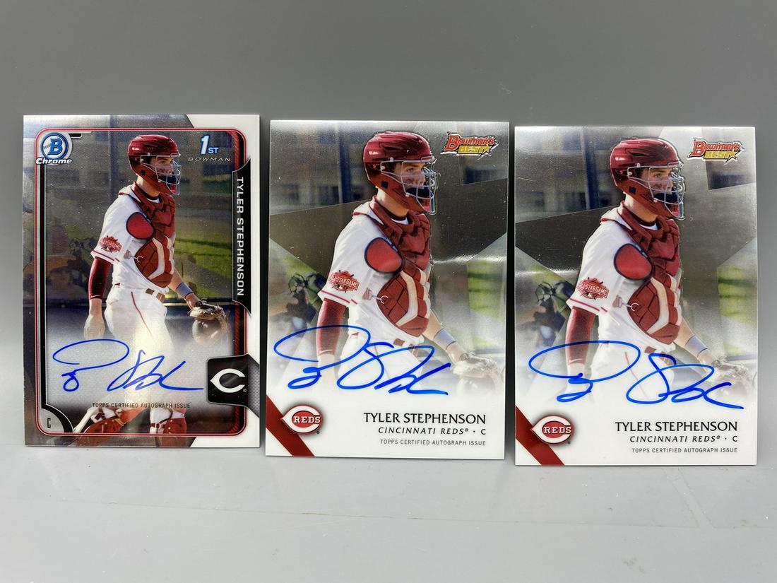 2015 1st Bowman Chrome Auto Tyler Stephenson & 2015 Bowmans Best Tyler Stephenson Autos - 3 Card Lot (1 of 2)