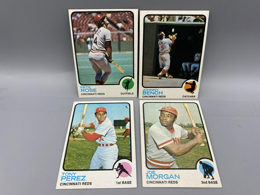 1973 Topps Pete Rose #130, Johnny Bench #380, Tony Perez #275, & Joe Morgan #230 (1 of 2)