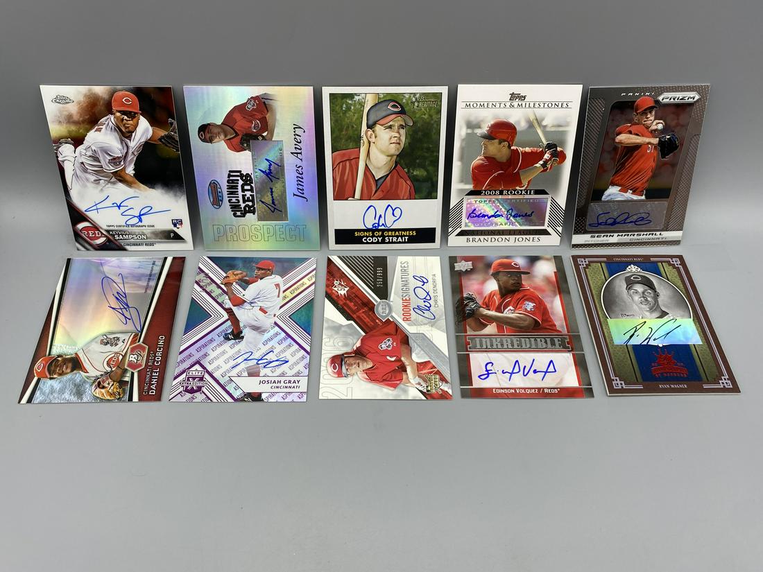 Cincinnati Reds Assorted Auto Cards - 10 Card Lot (1 of 2)