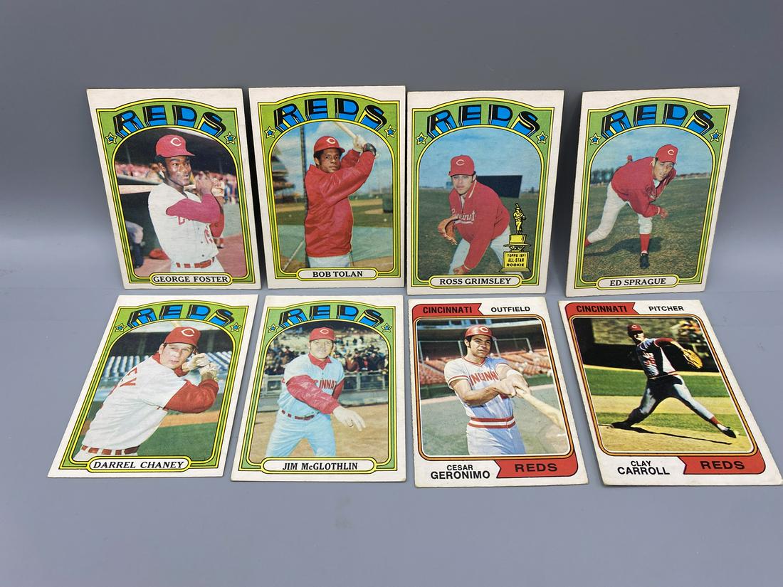 1972 & 1974 O-Pee-Chee Cincinnati Reds Lot of 8 Cards - Varying Conditions - George Foster, Cesar: 1972 & 1974 O-Pee-Chee Cincinnati Reds Lot of 8 Cards - Varying Conditions - George Foster, Cesar Geronimo