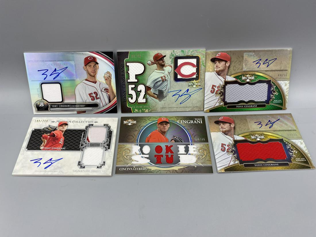 Tony Cingrani Cincinnati Reds Assorted Auto & Jersey Cards - Lot of 6 (1 of 2)