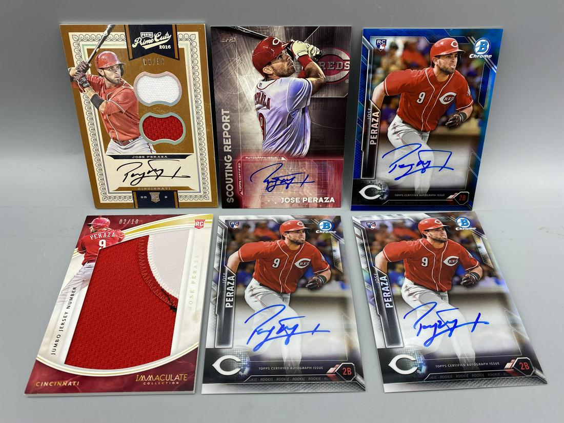 Jose Peraza Cincinnati Reds Assorted Auto & Jersey Cards - Lot of 6 (1 of 2)
