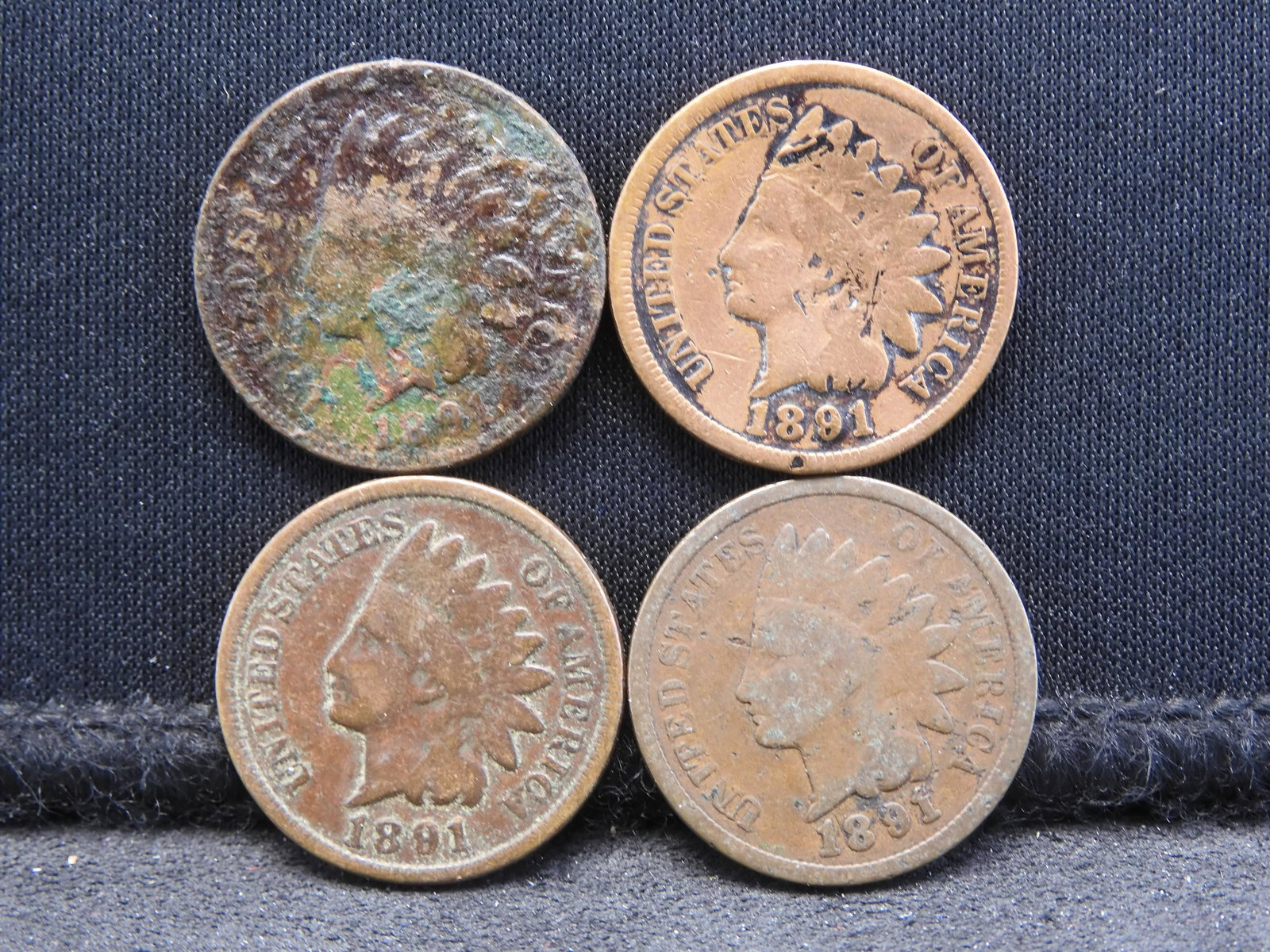 (4) 1891 Indian Head Cents (1 of 2)
