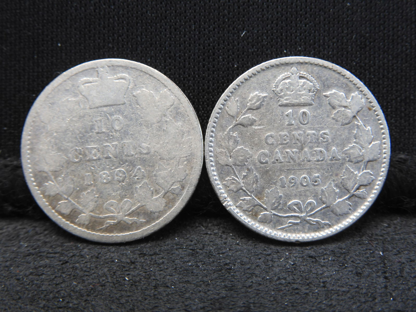 (2) Canada silver dimes:  1894 and 1905. (1 of 2)