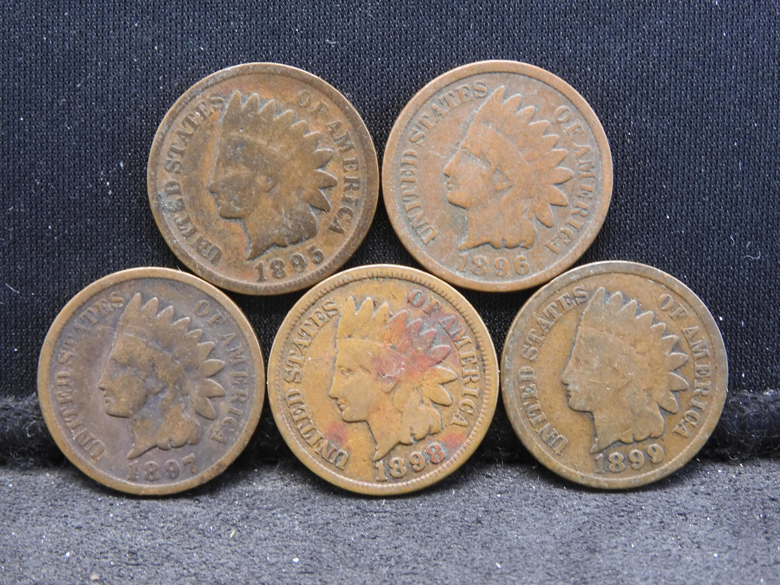 1895/ 1896/ 1897/ 1898 (RARE)/ 1899 - Indian Cents - 5 Consecutive Dates (1 of 2)